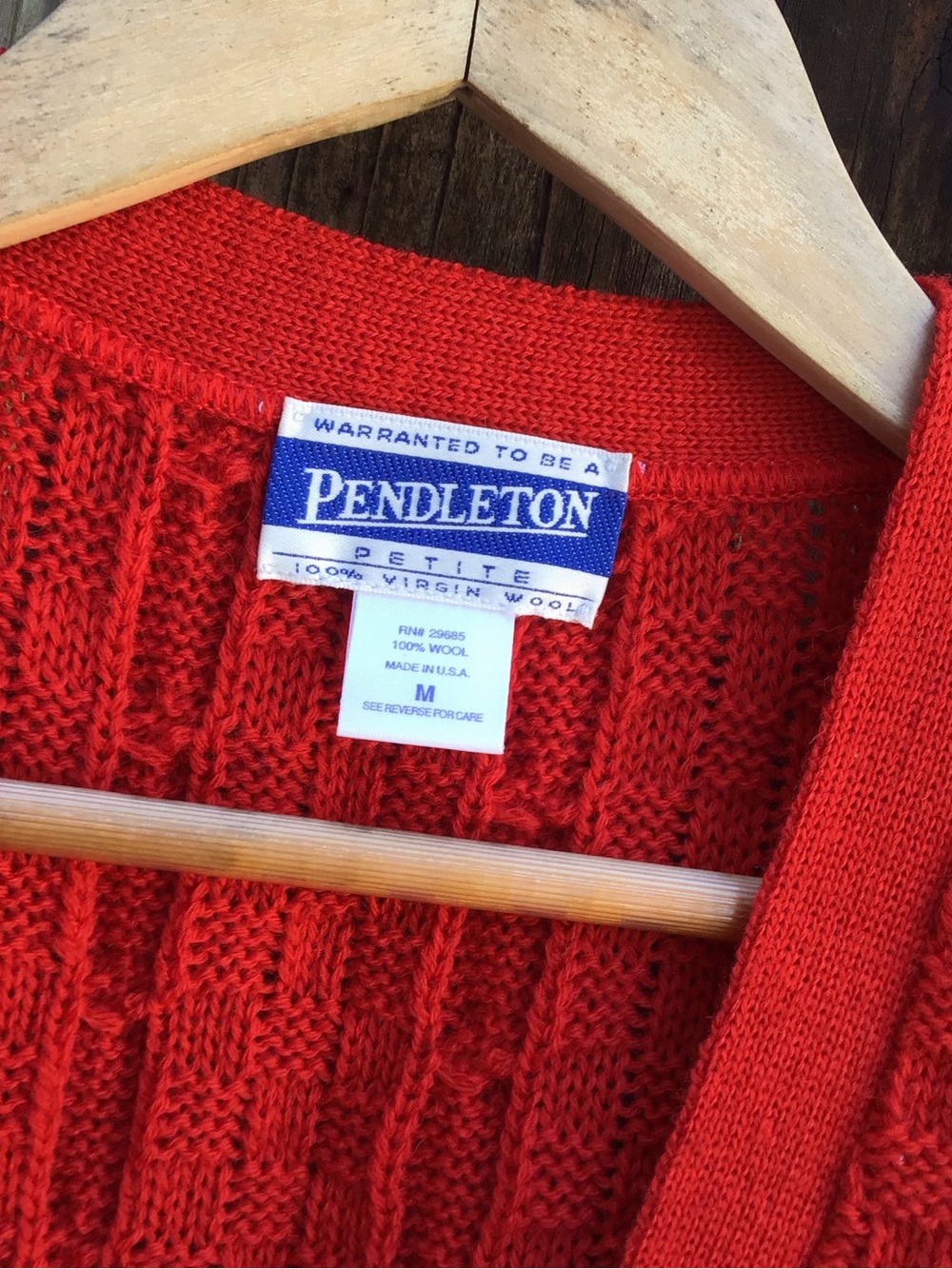 Pendleton Virgin Wool Sweater Vest Red Cable Knit Button Front USA Made Medium - Picture 3 of 5